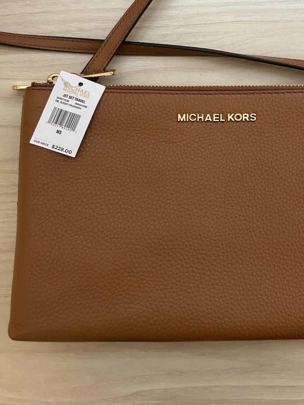 Michael Kors Jet Set Travel Brown/Acorn Double Gusset Crossbody - Picture 3 of 9